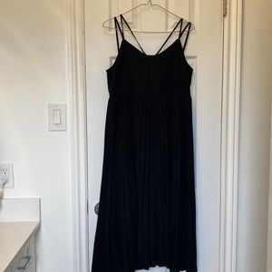 Oak + Fort black pleated midi dress